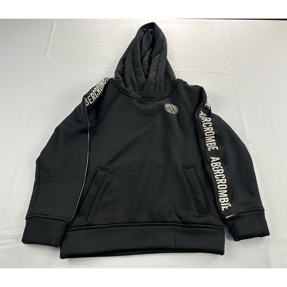 Abercrombie Kids Hoodie 5/6 Black Logo Pullover Hooded Youth Sweatshirt Boy Girl - Picture 2 of 6